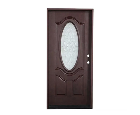 Stained Modern Home Fiberglass Mahogany Door