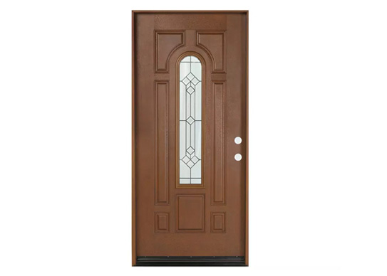 stained modern home fiberglass mahogany door